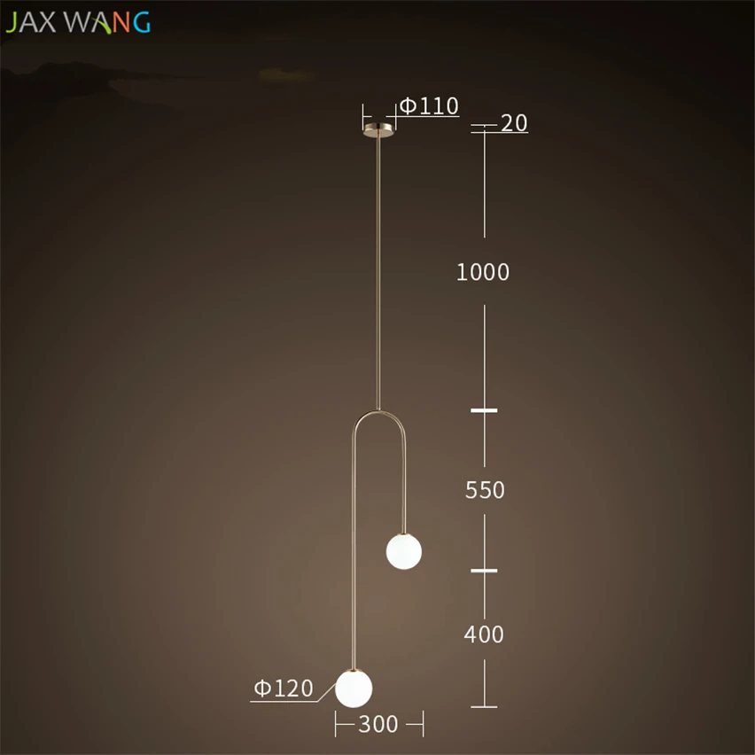 Подвесные светильники в скандинавском стиле для спальни, u-образные подвесные светильники, современные светильники для столовой, гостиной, бара, светодиодные стеклянные шары, теплые светильники