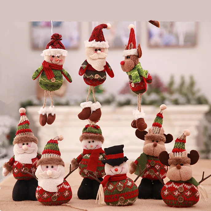 

1pc Christmas Decoration Ornament for Home Santa Clause Snowman Elk Doll Hanging Pendant Standing Doll New Year Xmas Party Decor