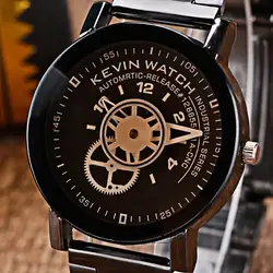 Кевин для женщин кварцевые часы Круглый шестерни колеса циферблат нержавеющая сталь ремешок дамы творческий наручные