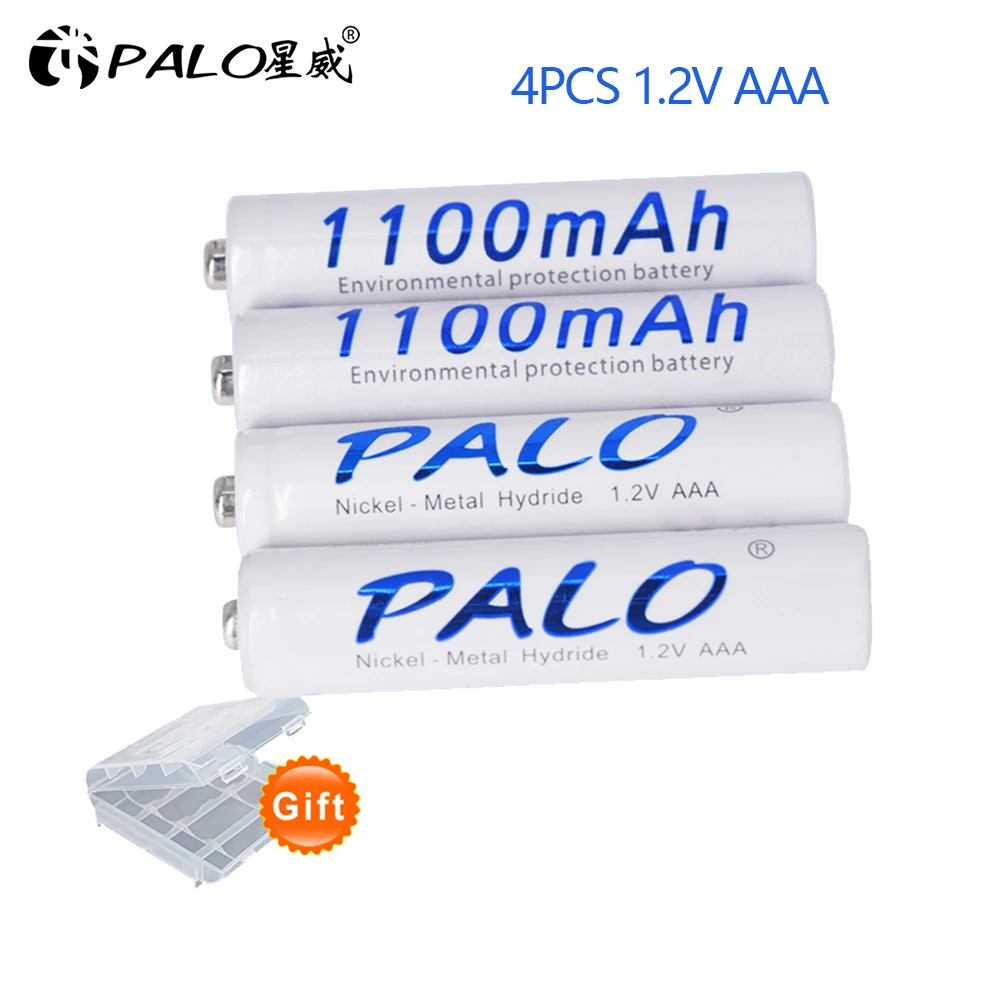 PALO 4 шт 1,2 V 3000mAh AA Ni-MH батареи+ 4 шт 1100mAh AAA батареи Ni-MH AA/AAA 1,2 V перезаряжаемые батареи