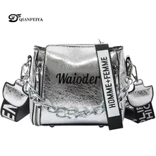 

Barrel Shaped Leather Design Crossbody Bag With Thick Chain Stripe Letter Wide Strap Shoulder Bag Small Bucket Bag louis gg bag