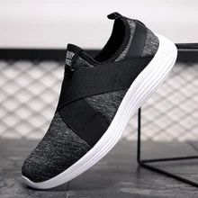 Новинка года; Стильная мужская прогулочная обувь; слипоны на плоской подошве с эластичной лентой; спортивная обувь для мужчин; уличные кроссовки для взрослых; большие размеры