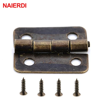 50PCS NAIERDI Antique Hinge Mini Bronze Gold Decoration Door Hinges For Wooden Cabinet Vintage Jewellery Box Furniture Hardware bqlzr metal decorative bronze mini spring hinges replacement for jewelry box pack of 20