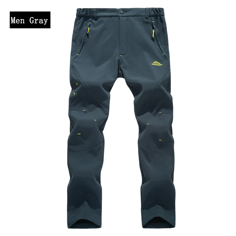 men gray Peilow Для мужчин и weomrn Водонепроницаемый Повседневные штаны для мужчин зимние теплые флисовые Акула кожи Мотобрюки мужской военной Треники Для мужчин работы Брюки для девочек - Цвет: men gray