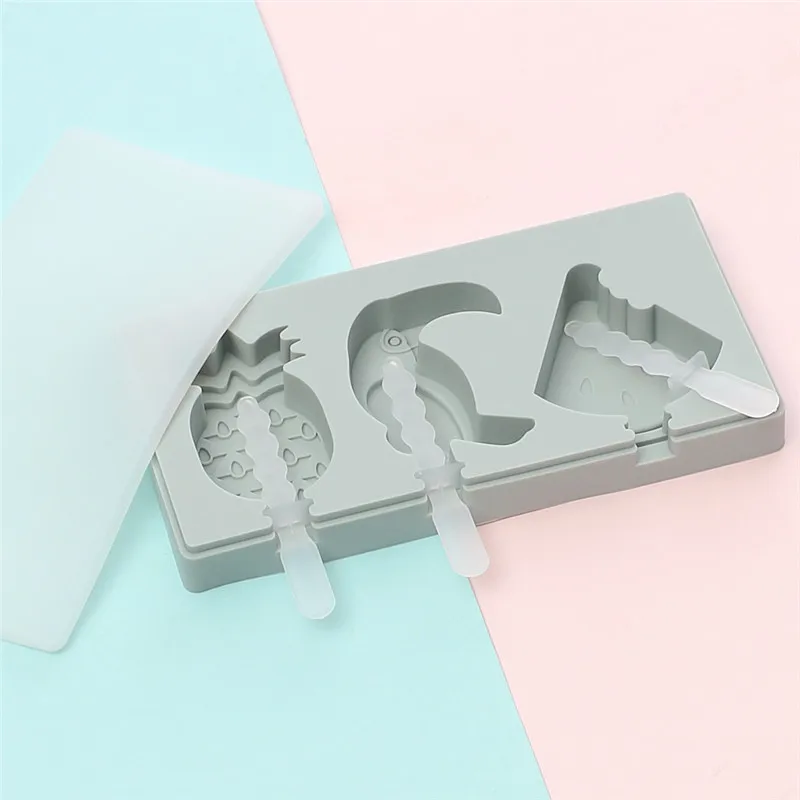 Covered Cartoon 3 Piece Ice Cream Ice Cube Mold Kitchen 2 Colors Multi-type Silicone Homemade Manual Diy Ice Cream Mold Home