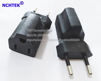 

NCHTEK US 3 Prong to Europe Travel Plug Connector, European 3Pin Male To Nema 5-15R USA 3Pin Female Adapter/Free shipping/10PCS