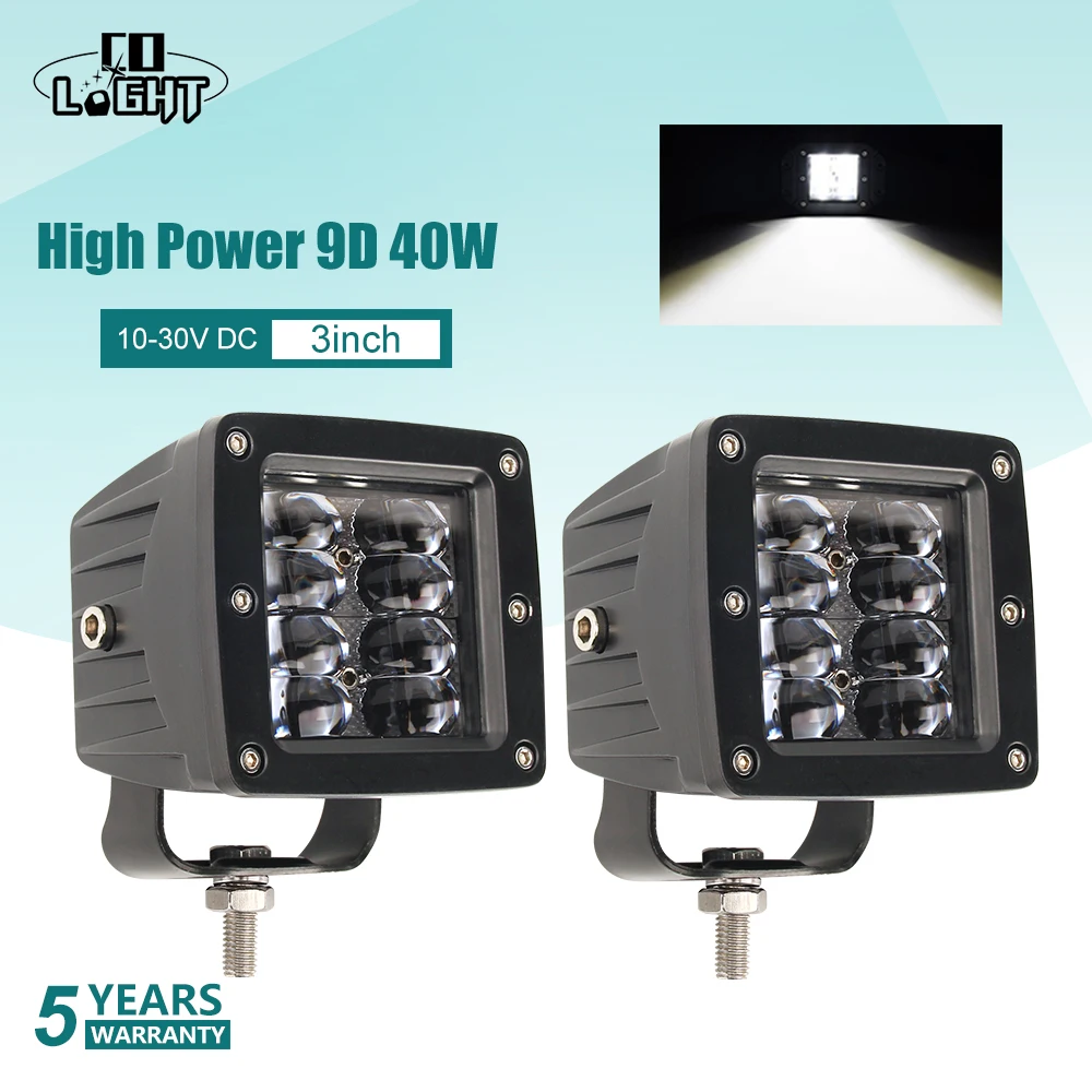 Billig CO LICHT 9D 80W Auto Led Licht Bar 3 zoll Arbeit Licht Flut Led Beams DRL 12V 24V für Jeep Traktoren Boot 4x4 Lkw SUV ATV Nebel Lampe