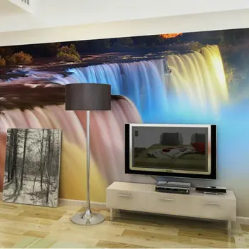 

Waterfall Nature Photo Wallpaper Murals Living Room Bedroom TV Background Home Decor Wall Papers 3D Self Adhesive Vinyl / Silk