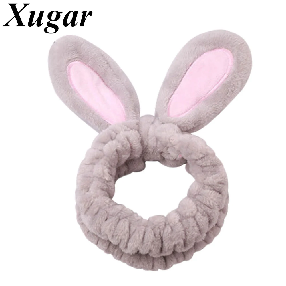 

Velvet Rabbit Ear Wash Face Headbands For Lady Makeup Shower Spa Mask Hairbands Elastic Soft Hair Bow Turban Hair Accessories