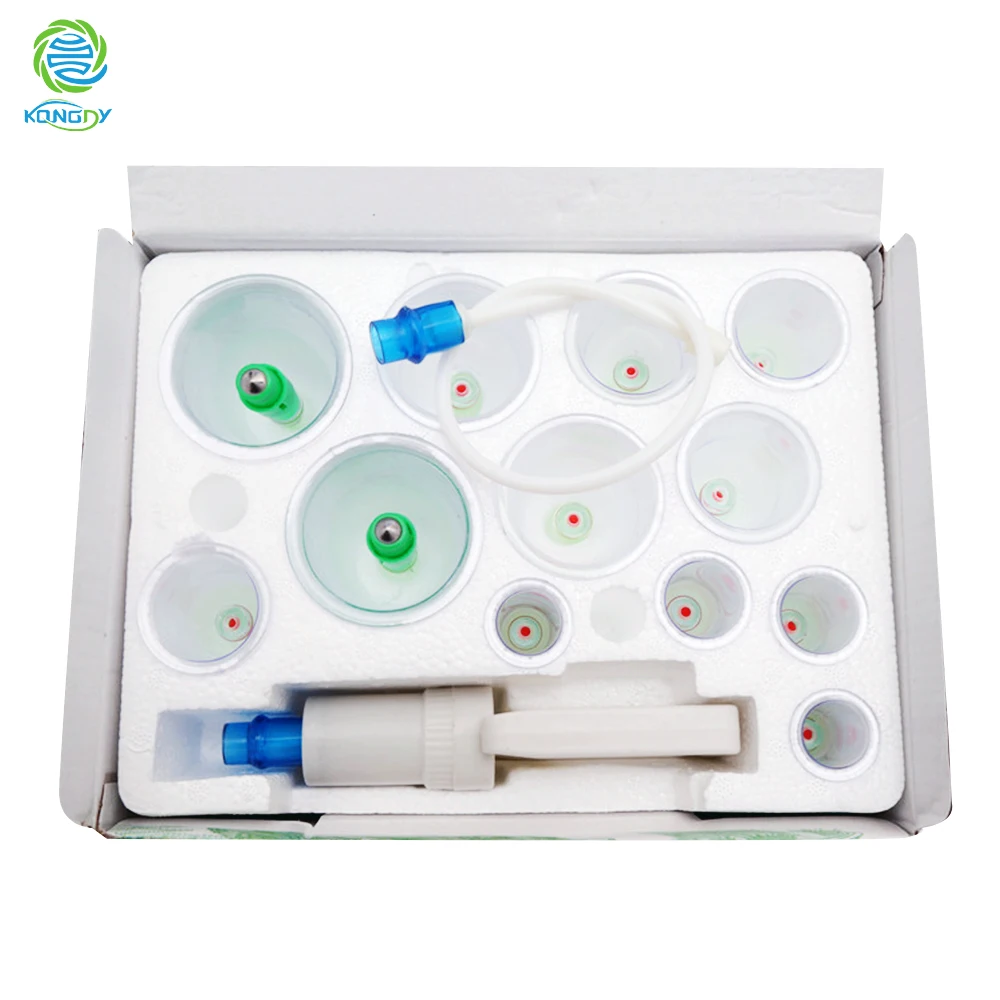 KONGDY العلامة التجارية 12 أجزاء فراغ الحجامة تدليك الصينية الرعاية الصحية العلاج كيت الجسم الاسترخاء علب فتاحة سحب الجسم الحجامة مجموعة