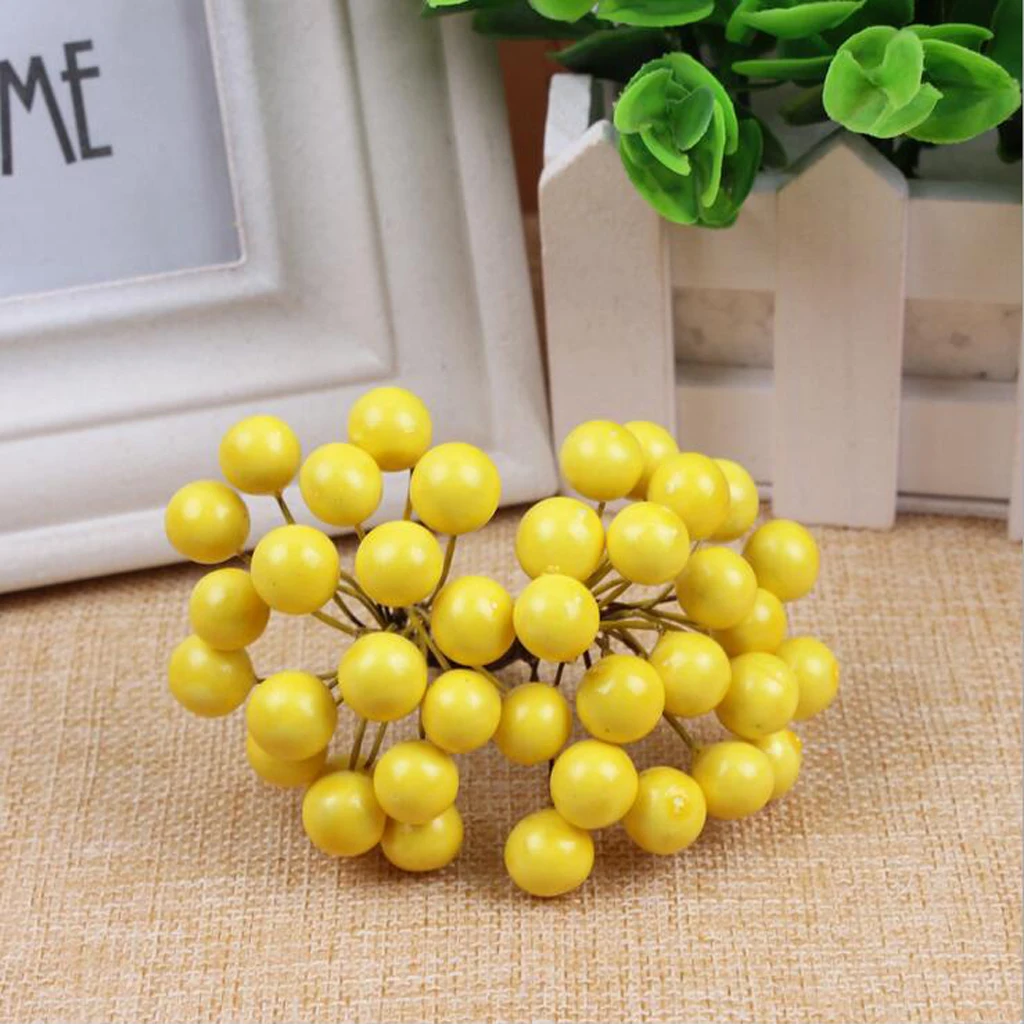 Artificial Blueberry Branch Decor Christmas Holly Berry Cones Leaf Branch Floral Wreath Xmas Tree Top Decor Ornament DIY Craft