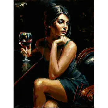 

Diy Diamond painting cross stitch kits full square rhinestones mosaic fashion woman red wine 5d diamond embroidery picture
