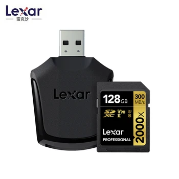 

Original Lexar 300MB/s 64GB Memory SD Card 32gb 128GB 2000x SDXC UHS-II U3 Flash Hight speed Card For 3D 4K Digital DSLR Camera