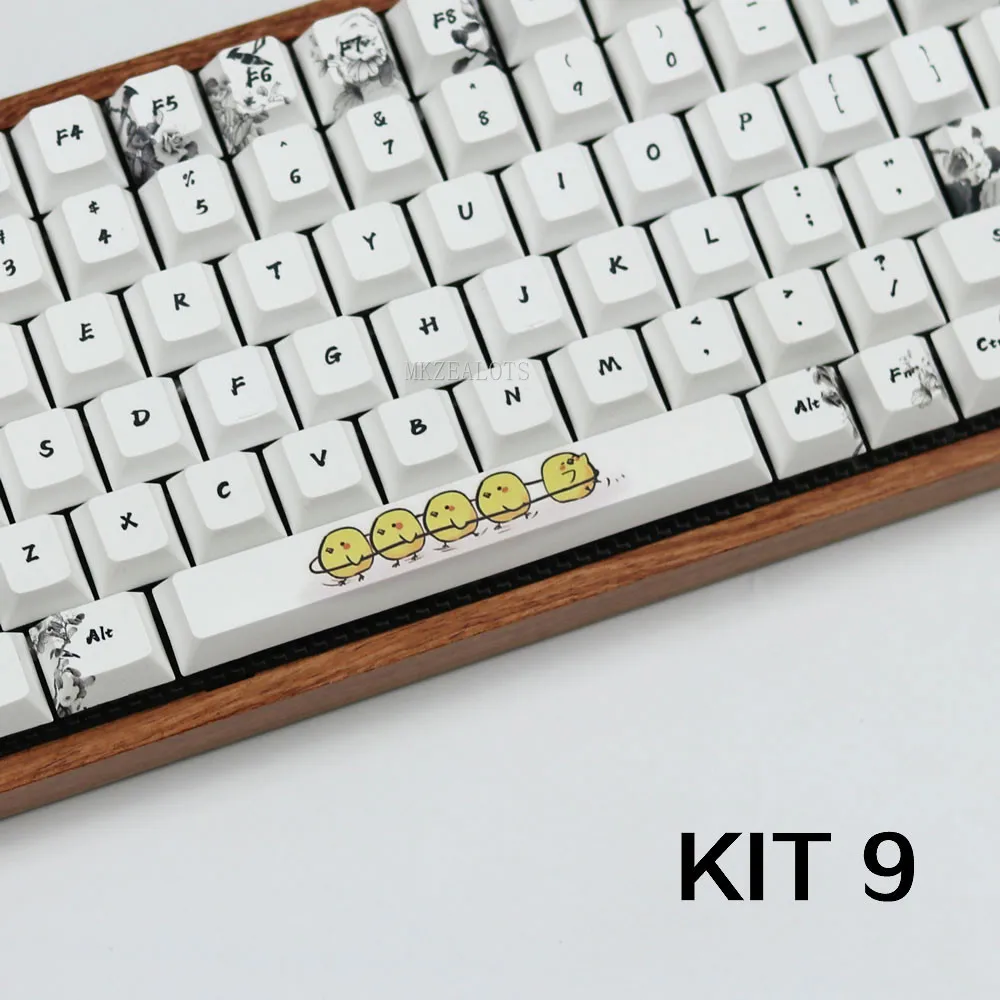 KIT 9 PBT пяти сторон краситель-подкровать пробел 6.25U вишня профиль для механической клавиатуры - Цвет: KIT 9
