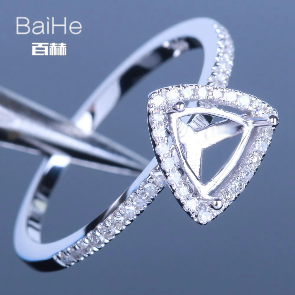 BAIHE однотонные 14K белые золотые трлёнки свадебные женские милые/романтичные