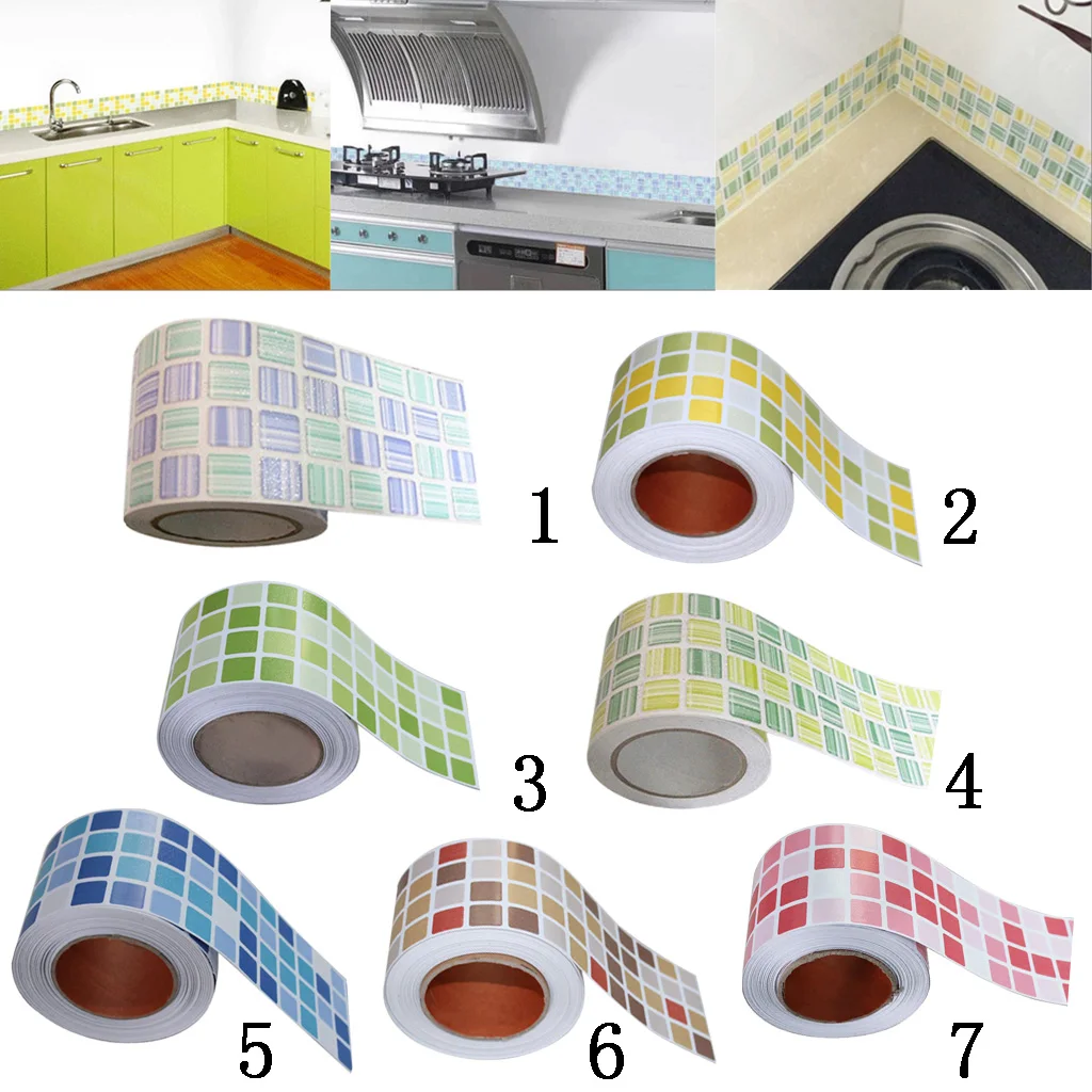 Water-resistant Self Adhesive PVC Tile Floor Wall Stickers Mosaic Decal Vinyl Art for Bathroom Kitchen Dining Room Decoration