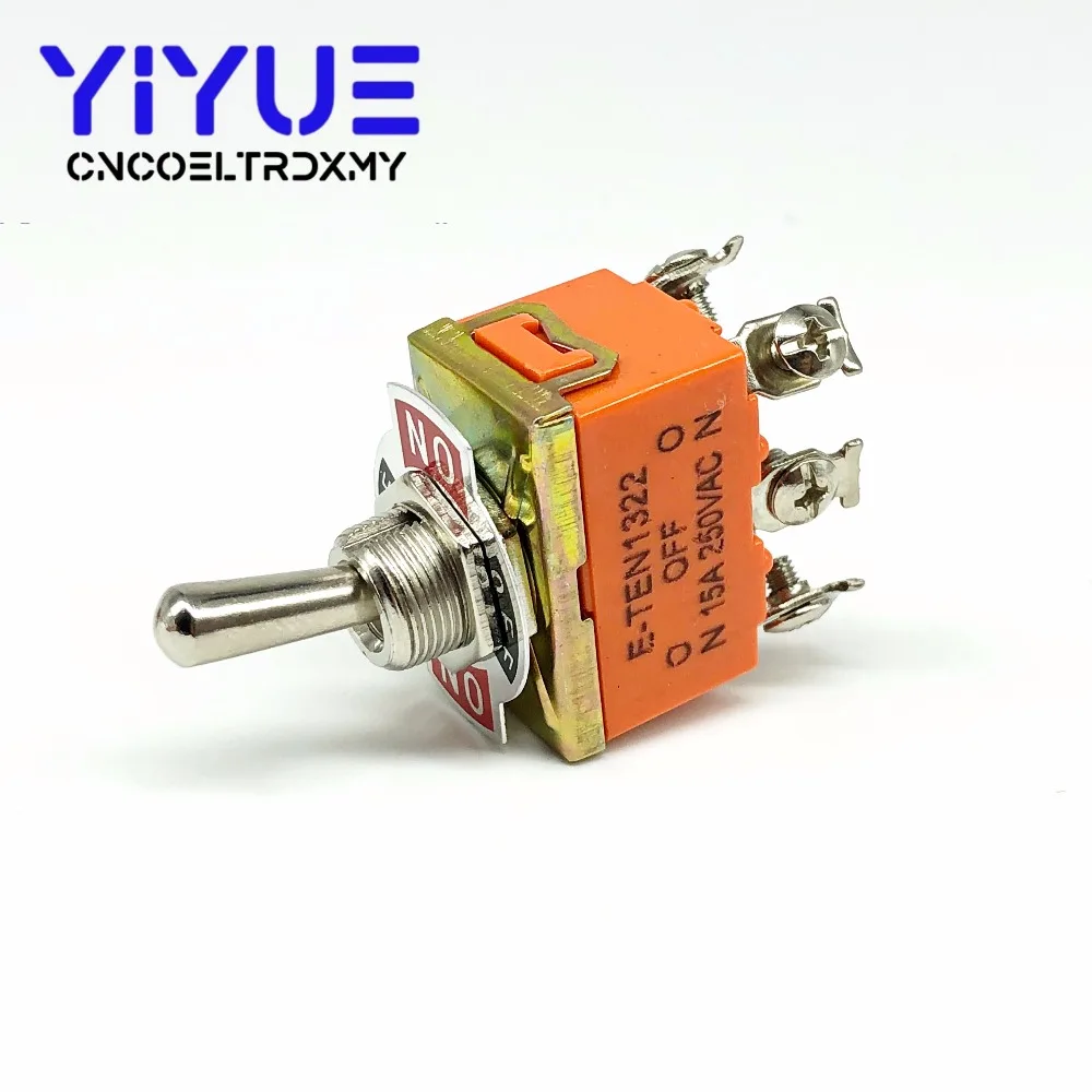 2PCS E-TEN1322 15A250V 6 pin Waterproof Switch Cap On-Off-On Miniature Toggle Switches orange (2)