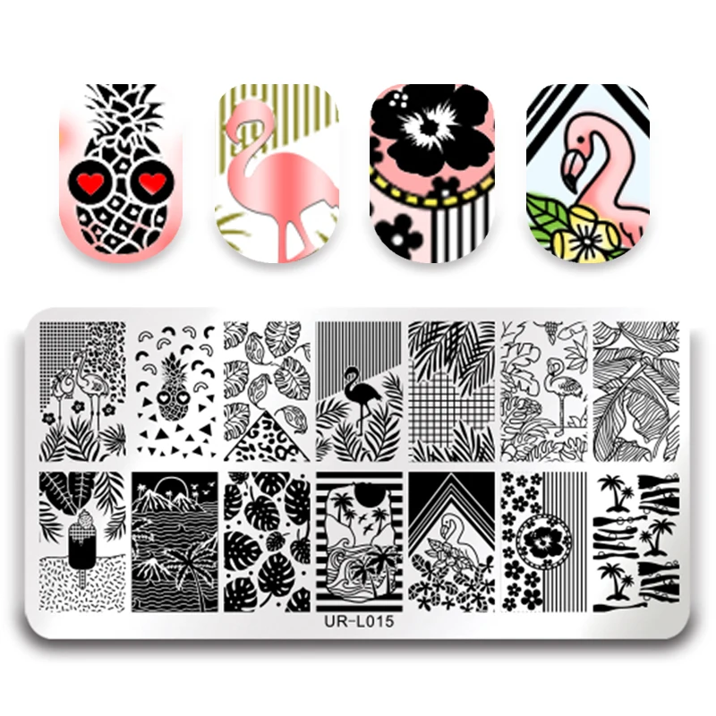 

UR SUGAR Rectangle Nail Stamping Template Floral Flower Manicure Nail Art DIY Image Plate Stencils Decoration Tools