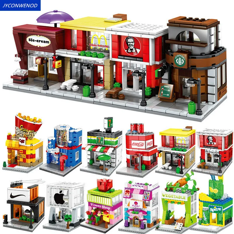 

3D Model Blocks Building Toy Mini Street View City Shop Assemble Building Blocks Bricks Educational Toy for Children