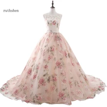 ruthshen Long Evening Dresses With Lace Appliques Printed Floral Formal Prom Dress For Women Real Photo Robe De Soiree