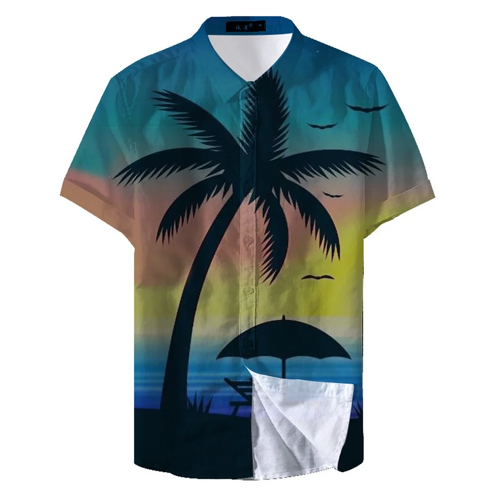 

Hawaiian Men Shirt tropical trees Print Men Fashion Hawaiians Shirt Short Sleeve Cool And Fashion For Summer