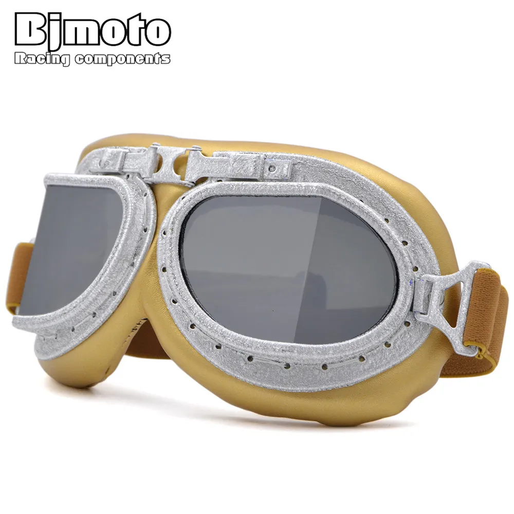 

BJMOTO Motorcycle Glasses Vintage Motocross Classic Goggles Retro Aviator Pilot Old Shool Snowmobile Goggles Oculos