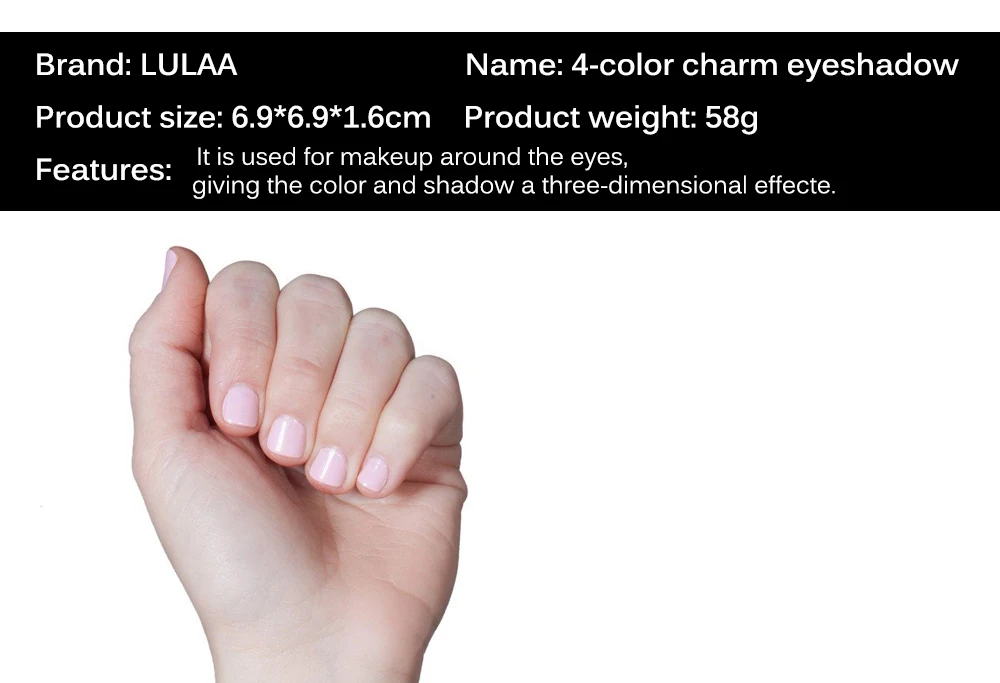 LULAA 4 цвета Перламутровые тени для век для женщин Модный макияж Шарм тени для век лоток мягкий Великолепный макияж для глаз для всех оттенков кожи