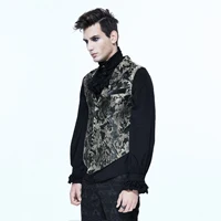 Steampunk Vintage Men's Waist Coat Embroidery Vest Retro Style Black Split Joint Wearing Party Dressing Steampunk Vintage Men's Waist Coat Embroidery Vest Retro Style Black Split Joint Wearing Party Dressing