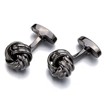 Lepton Black Metal Knot Cufflinks Christmas Gift for Mens Cuff links Novelty Design Knots Men French Shirt Cuff Cufflink gemelos