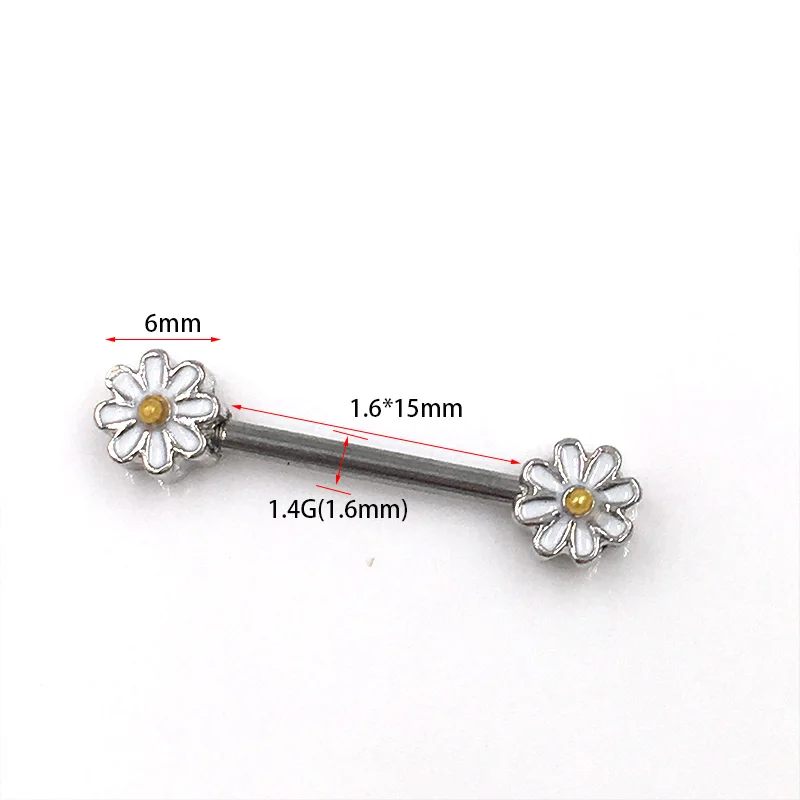 1Pair 14/16G Opal Gem Punk Daisy Nipple Barbell Helix Piercing Sexy Bar Rings Jewelry Creative Punk Body Jewellery Women Gift - Image 4