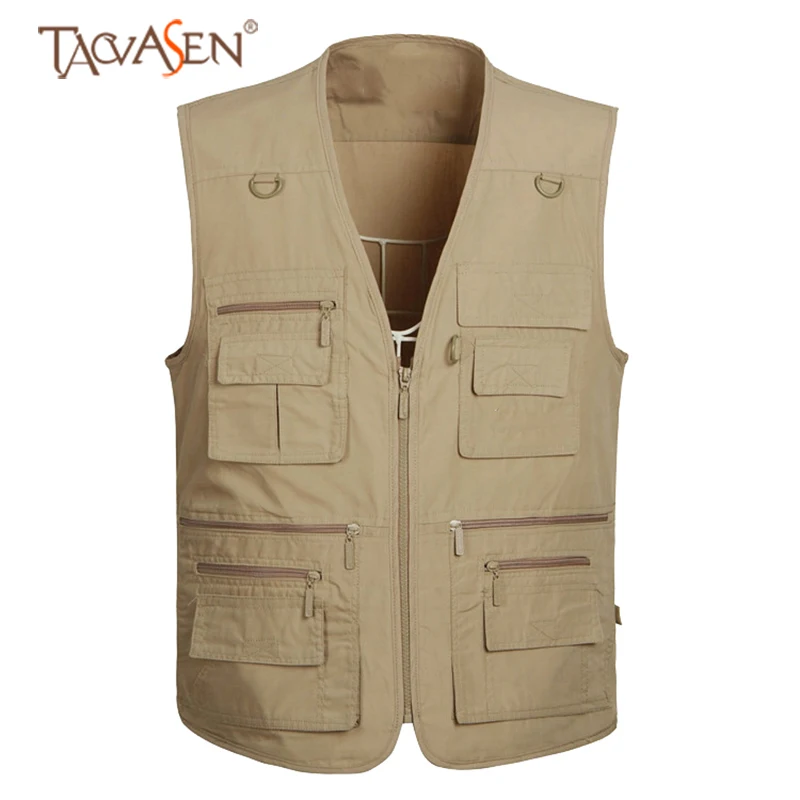 

TACVASEN Travel Denim Vest Men Outdoor Hiking Vest Photographer Waistcoat Summer Cooling Vest Autumn Camping Vests With Pocket