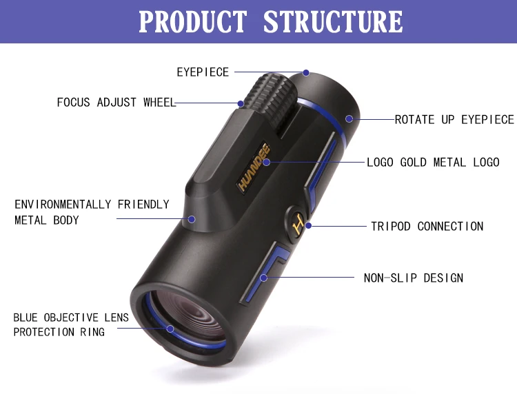 HUANDEE 10X42 Монокуляр BAK4 призма FMC оптические линзы Высокая мощность Охота Кемпинг телескоп компактный Зрительная труба водонепроницаемый