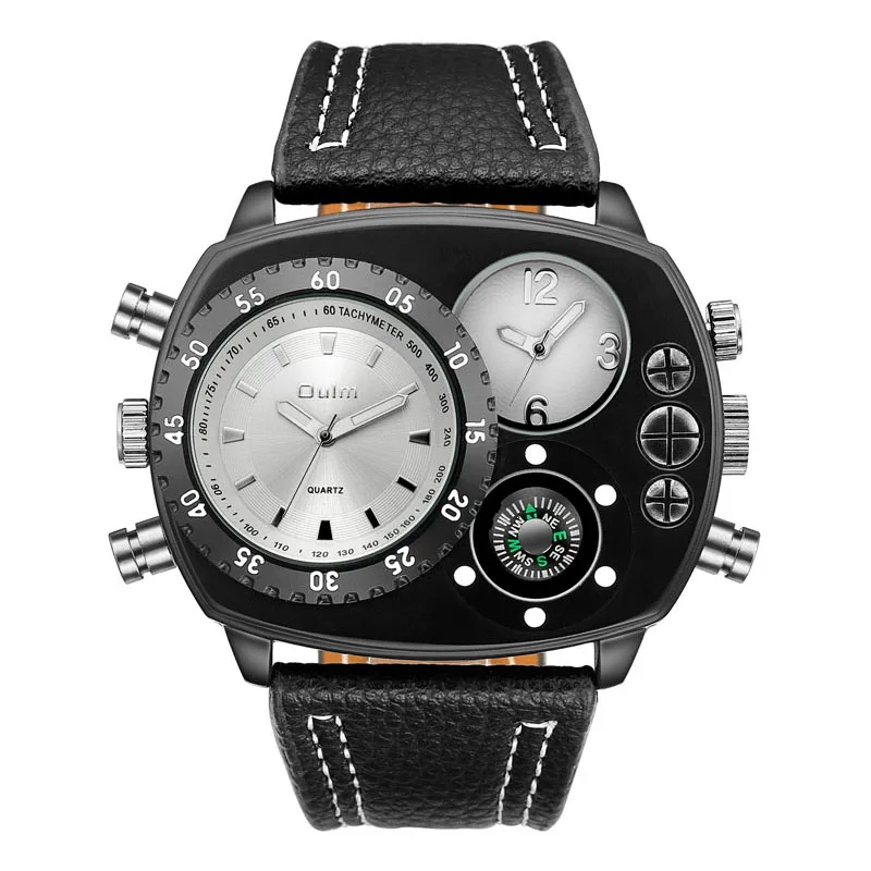 Oulm Hp9865 Relógio de Pulso Casual Square Dial Wide Strap Homem Quartz Ver Marca de Luxo Relógio Masculino Super Grande Men Sport Relógios - Image 4
