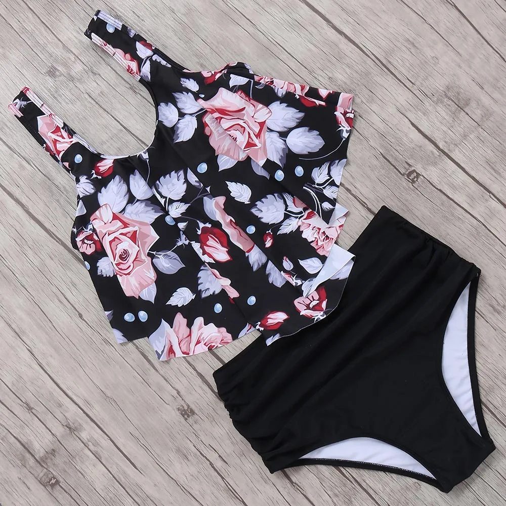 

Print High Neck Bikini Swimwear Women Plus Size Swimsuit 2019 Bikini Set Female Beachwear Push Up Bandage Brazilian Biquini