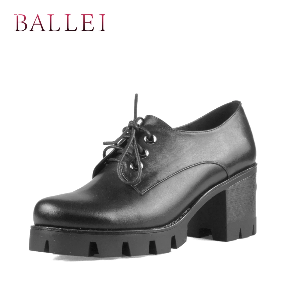 

Luxury Woman Sexy Pump Black Good-quality Genuine Leather Lace-up Retro Round Toe Shoe Soft High Square Heel Lady Boot D8