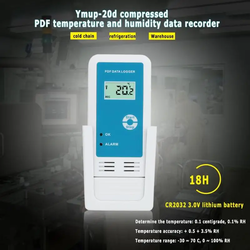 

LCD Digital Waterproof Humidity Temperature Barometric Datalogger Gauge PDF & Excel Report LED Indicator USB Datalogger