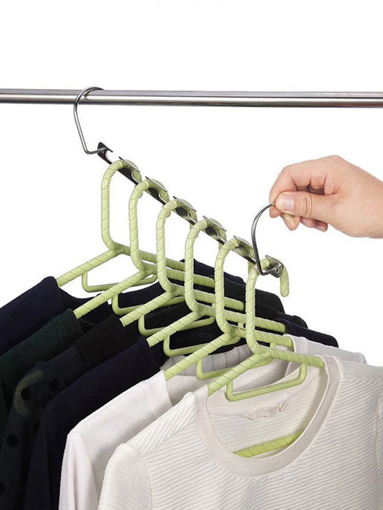 Useful Metal Porous Hooks Clothes Hanger Space Saving Magic Clothing Rack With Hook Closet Organizer For Home Bedroom Supplies