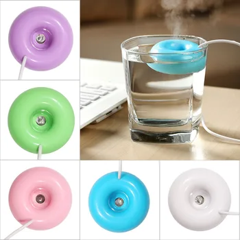 

Lovely Fashion Mini Air Humidifier Doughnut Shape USB Essential Oil Diffuser Electric Aroma Cool Mist Maker For Home Office AU17