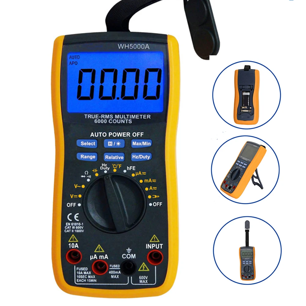 

Magnetic Tool High Accuracy Professional Voltage Current Test Handheld Ohmmeter Automatic Raging Digital Multimeter For WH5000A