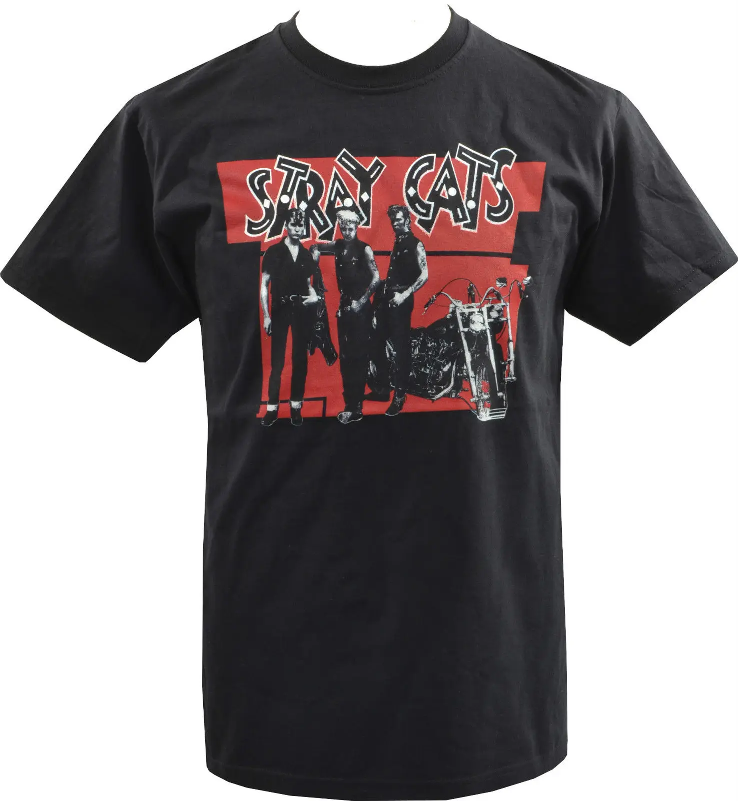 

MENS BLACK T-SHIRT STRAY CATS ROCKABILLY BRIAN SETZER ROCK & ROLL SLIM JIM S-3XL High Quality Casual Printing Tee shirts