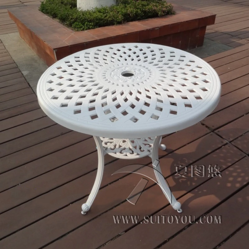 Литой алюминиевый стол для садового стула уличная мебель прочная с отверстиями для зонтов
