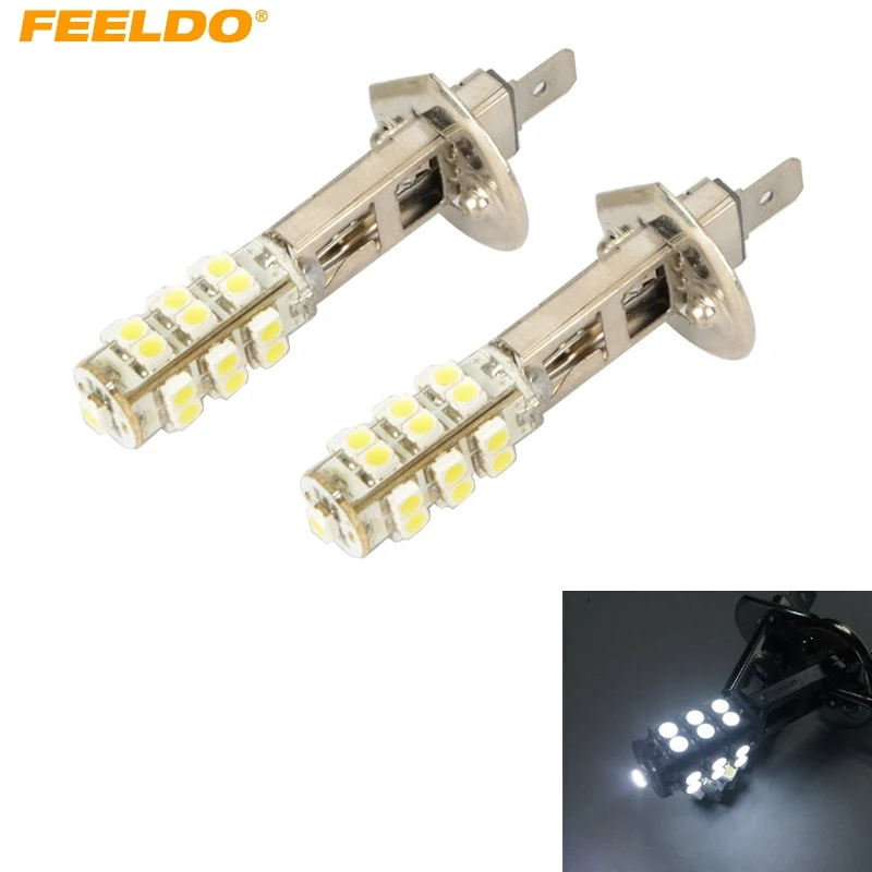 FEELDO 50 шт. Pure White автомобилей светодиодный лампы 3528 Чип 25SMD H1 светодиодный Туман свет лампы Парковка 12 В автомобиля фара# FD-4052