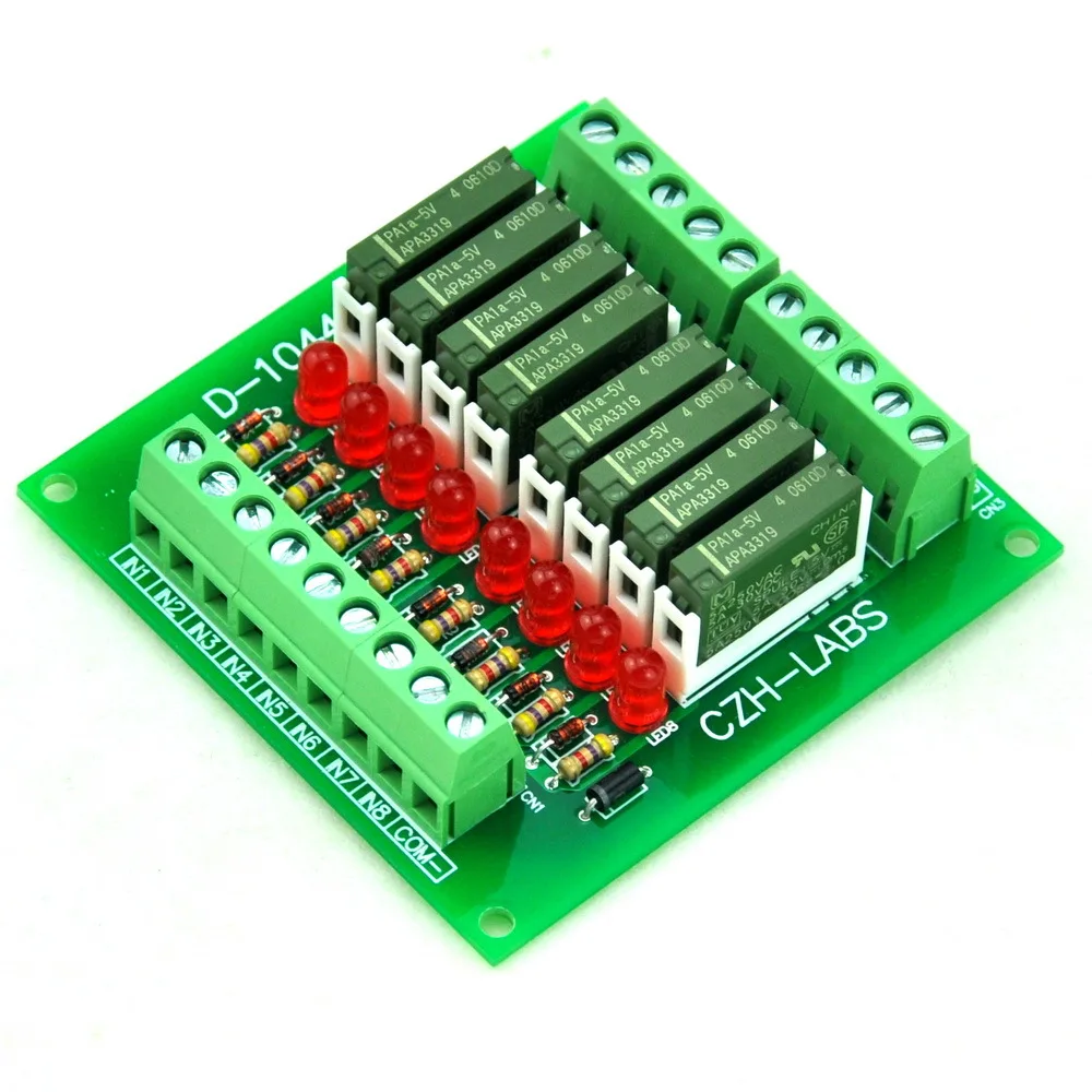 

Slim Panel Mount DC5V Source/PNP 8 SPST-NO 5A Power Relay Module, APAN3105