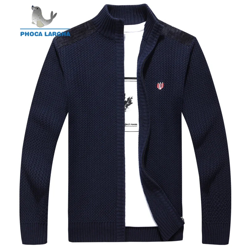 LUXURY Men's Sweater Wool knitted Stand Collar Sweater coats For Man