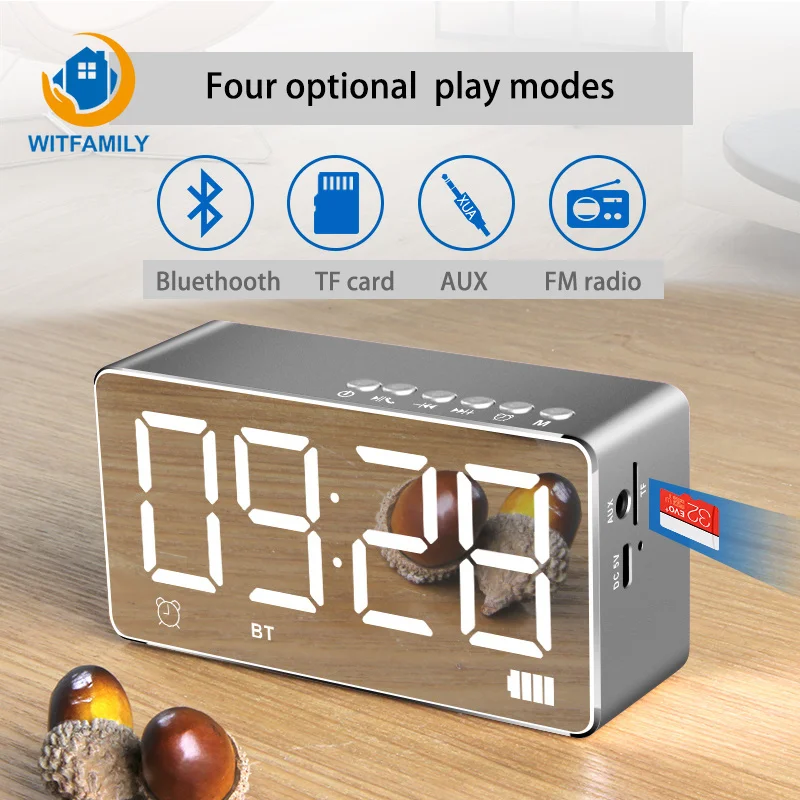 

Bluetooth Wireless Mobile Computer Overweight Subwoofer LED Lights Small Stereo support AUX TF card alarm clock dark adjustment