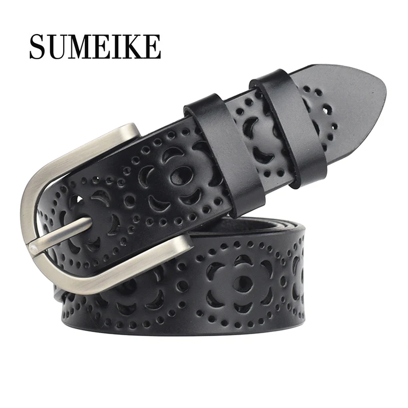 

[SUMEIKE] 2018 Hollow Out Fashion Solid Color Genuine Leather Jeans Belt For Women