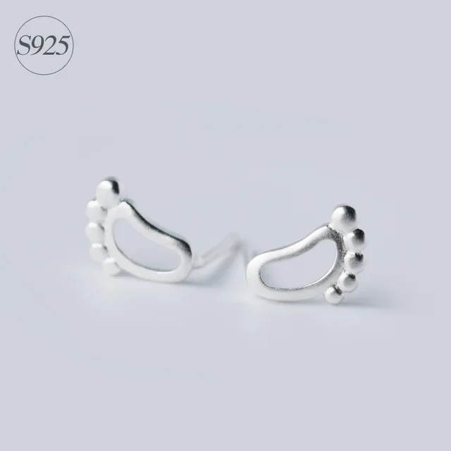 Miestilo Unusual Design Silver Baby Feet Footprint Stud Earring Miestilo Unusual Design Silver Baby Feet Footprint Stud Earring Simple Elegant 925 Sterling