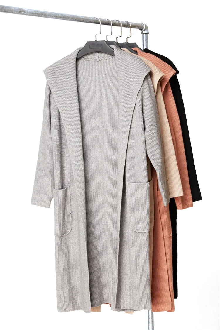 XIKOI new fashion sweater Joker trendy long-sleeved knit cardigan casual pocket solid color Slim warm sweater thick coat (8)