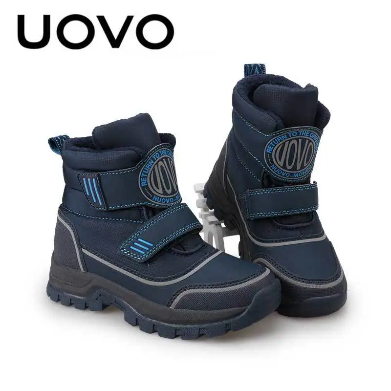 Kids Fashion Boots Hook-and-Loop Closure Teens Shoes Warm and Comfortable Boys bota inverno menino eur size 26#-39#  Above 11T