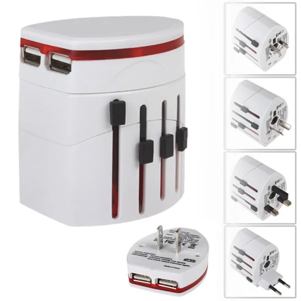 4in1 Universal International power Plug 2 Port usb charger UK EU US AUS Global Adapter World